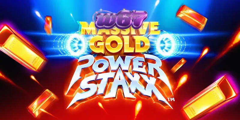 Tampilan visual futuristik dari slot Massive Gold Power Staxx dengan elemen emas dan ruang angkasa.